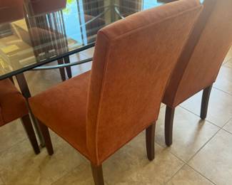 Set of 8 Dining Chairs, 2 Armchairs & 6 Armless, $550 // Glass Top Dining Table $295