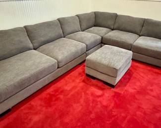 Aiden IV Charcoal Sectional w/ Ottoman $1495 / Purchased Jan 2024 for $4000 / Overall Dimensions 148" x 112" (Single section can be used on either side, so the configuration could be shifted)