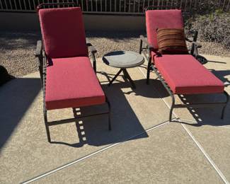 2 Lounge Chairs with Red Cushions $150