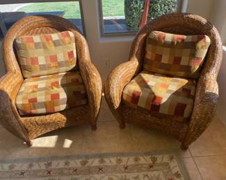 Set of 2 Wicker Chairs / 36" Height / Some wear on arms / $150