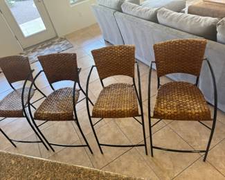 Set of 4 Rattan Counter Stools $100