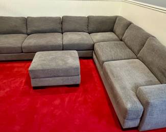 Aiden IV Charcoal Sectional w/ Ottoman $1495 / Purchased Jan 2024 for $4000 / Overall Dimensions 148" x 112" (Single section can be used on either side, so the configuration could be shifted)