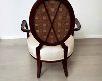 Barbara Barry for Baker Furniture oval x-back lounge chair - one of two. Alternate view.
