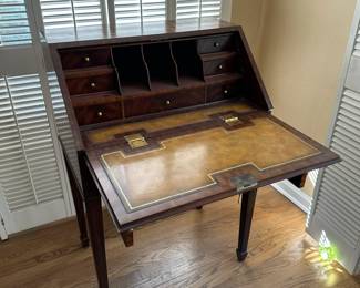 Maitland Smith Louis XVI style replica slope secretary. Alternate view.