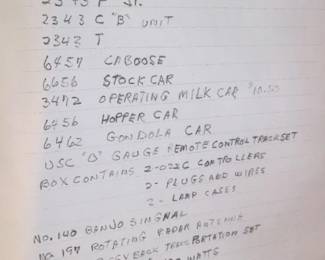 Lionel "Santa Fe" Train Set Contents Listing