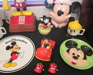 Vintage Mickey Mouse Plates & Figurines + Minnie Mouse Cookie Jar