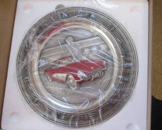 "Bradford Exchange" Pewter Plate, 1957 Chevy Corvette
