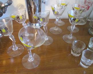 Vintage "Tipsy" Martini Glasses, Gay Fad Studios, 1950's