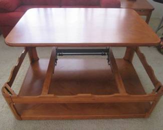 Wood High-Low Coffee Table, 52" X 34"