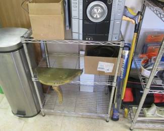 Shelving & Trash Can