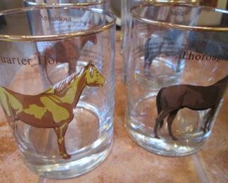 Set of 6 Vintage Horse Glasses