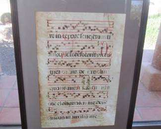Vellum Illuminated Manuscript Page for Gregorian Chants.  Second Page on Reverse Side!