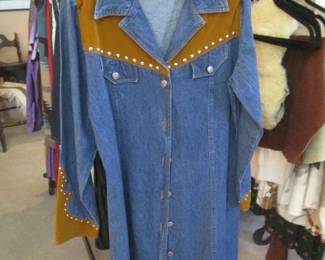 "Doreman Burns Cowgirls", Denim, Studded Leather & Image