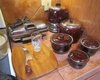 MCM West Bend Electric Bean Pot & Serving Crocks, Stoneware