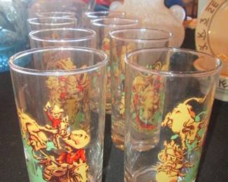 Set 8 Rodeo Event Glasses by Bartlett Collins, Indiana Glass Company