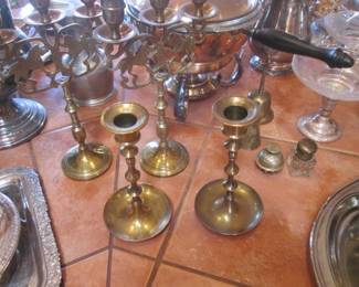 Brass Candlesticks, Bells & S/P