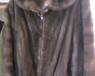 Vintage Brown Mink Jacket, Zippered Front, "Ben Kahn"