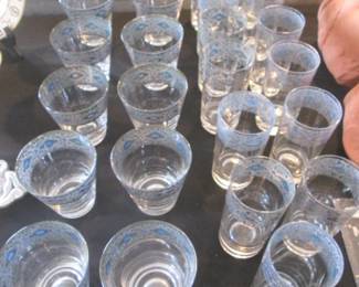 MCM Highball & Lowball Glassware, Silver & Turquoise