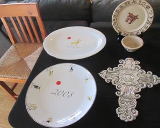 1 of 3 Bar Stools.                                                                                        2008 "Pottery Barn" Christmas Platters.                                                                                                    Vintage Westward Ho "Boots & Saddle" Plate/Bowl