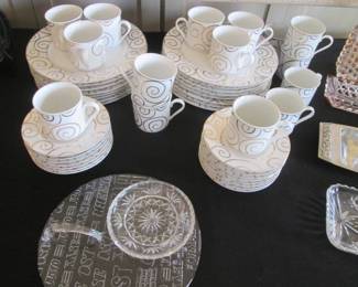 Pier 1 "Gold Swirl" Porcelain Dishware 