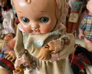 Vintage Mechanical Wind Up Chime Moving Doll