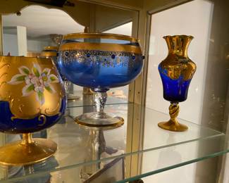 Vintage Murano Hand Painted Cobalt