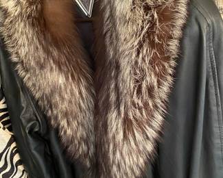 Vintage J. Percy Marilyn Richards Leather Coat with Fox Collar