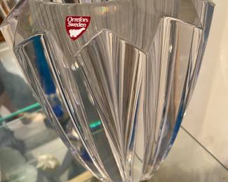 Vintage Orrefors Sweden Zodiac Crystal Vase, Paper Label