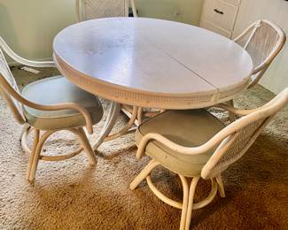 Mid Century 1960's Bamboo Swivel Chairs, Round Table