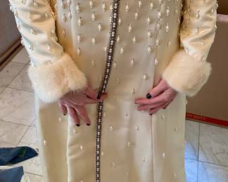 Modeling the GORGEOUS Floor Length Evening Coat, Ruth Jones Oak Park Il