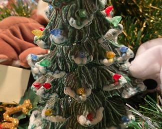 Vintage SMALL Ceramic Christmas Tree with Bulbs