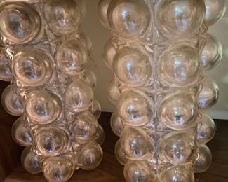 Mid Century Clear Bubble Glass Vases, Italy