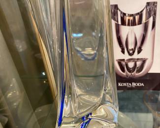 Vintage Kosta Boda " Sails" Signed Goran Warff Twist Vase, Paper Label