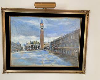 Vintage Original Oil Painting Framed, with Light
