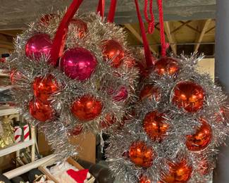 Vintage Shiny Brite Ornaments with Tinsel Bouquet