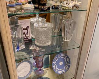 Vintage Italian Provincial 4 Glass Tier Lighted Cabinet