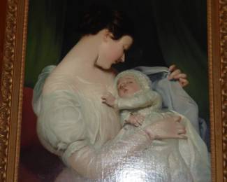 Lovely oil of mother and baby