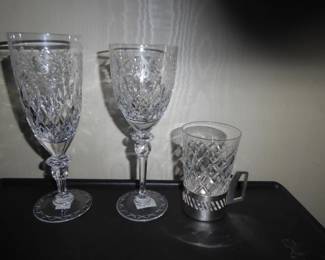 Rogaska "Gallia"                                                                                              10 Footed Iced Tea                                                                                         6 Wine                                                                                                              6 Waterford in plated holder