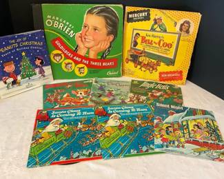 Collection of Kids Christmas Records, Stories On Records Charlie Brown Book