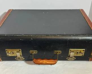 Vintage Carilite Black Brown Small Leather Suitcase, luggage, Repurpose, Decor, Home Storage, MCM, P