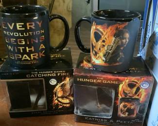 Variety of Collectable Mugs, incl. Thomas Kinkade, The Hunger Games Blue Toile Mugs 