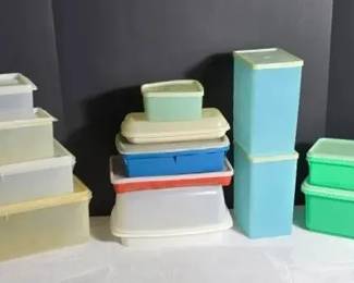 Vintage Lot of Used Square Rectangle Storage Tupperware 