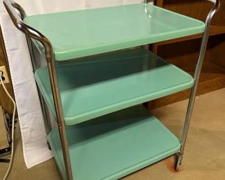  004 Vintage Teal Kitchen Cart 