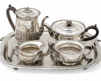 Lot 69
D & J Wellby, (London) Sterling Silver Tea And Coffee 4pcs. + Silver Plate Tray 1911, 5 PCS