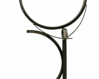Lot 1063
John Piet (American, B. 1946) Iron Garden Sculpture in the Form of Two Half Discs, H 71" W 43"