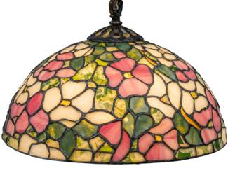 Lot 12
American 'Dogwood' Art Glass Hanging Shade, Ca. 1910, H 9" Dia. 13.25"