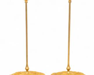 Lot 33
Tiffany Studios (American, 1878-1938) Gilt Bronze And Blown Out Glass Candlesticks 'Wild Carrot', H 18" Dia. 7.75" 1 PAIR