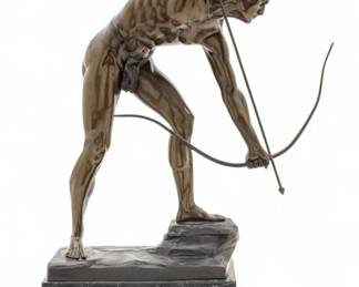 Lot 1071
Otto Schmidt-Hofer (German, 1873-1925) Bronze Sculpture, 1920, 'The Archer', H 18" L 15" Depth 11"