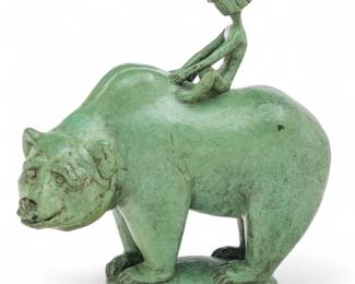 Lot 1019
Marshall Maynard Fredericks (American, 1908-1998) Bronze Sculpture 'Boy And the Bear', H 11" W 5.5" L 11"