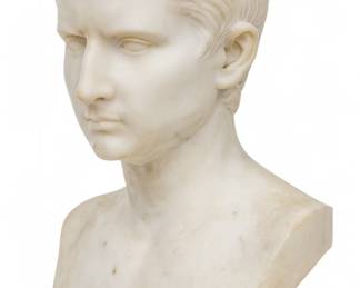 Lot 75
Italian Grand Tour Marble Bust of Young Caesar Augustus, 19th.c., H 17" W 11" Depth 6"